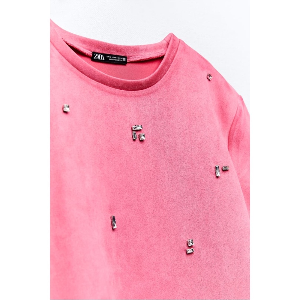 ZARA ~FAUX SUEDE JEWEL DRESS (NWT) - Picture 4 of 10